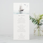 Carte menu Mariage de voile nautique Watercolor (Debout devant)