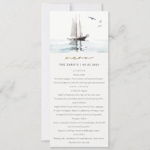 Carte menu Mariage de voile nautique Watercolor