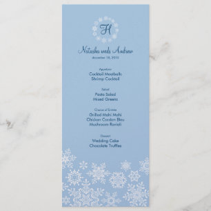Carte Menu Mariage des flocons d'hiver