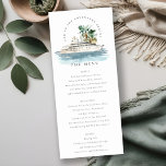 Carte menu Mariage Dusky Cruise Ship Palm Seascape<br><div class="desc">Dusky Cruise Ship Palm Seascape Collection de thèmes.- c'est un script élégant aquarelle Illustration de bateau de croisière aquarelle avec palme et verdure, parfait pour vos mariages et fêtes de croisière sur la plage côtière. Il est très facile de customiser, avec vos données personnelles. Si vous avez besoin d'un autre...</div>