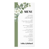 Carte menu mariage Eucalyptus branche et fleurs (Devant)