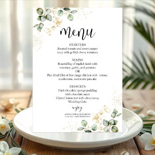 Carte menu Mariage Eucalyptus Watercolor