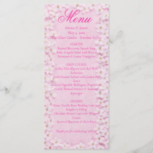Carte menu Mariage Fleur de cerisier rose