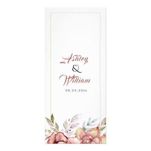 Carte menu mariage fleurs d'aquarelle en terre cui (Dos)