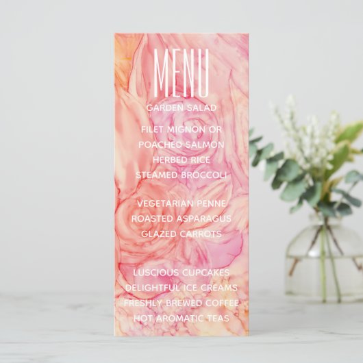 Carte Menu mariage Fleurs fraîches (Debout devant)