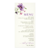 Carte menu mariage fleurs violettes et roses (Devant)