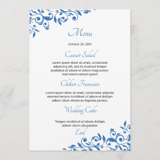 Carte menu Mariage Floral (Devant)