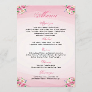 Carte menu Mariage Floral