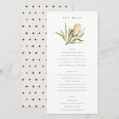 Carte menu Mariage Floral Banksia Floral mignonne (Devant / Derrière)