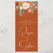 Carte menu Mariage Floral Terracotta (Dos)