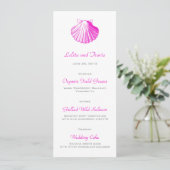 Carte menu Mariage Fuscia Sea Shell (Debout devant)