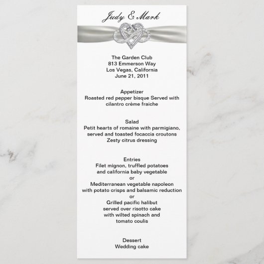Carte Menu Mariage Infinity Heart (Devant)