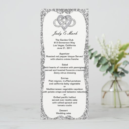 Carte Menu Mariage Infinity Heart (Debout devant)