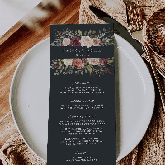Carte Menu Mariage Jardin Lumière Lune