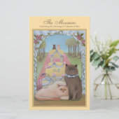 Carte menu Mariage Jaune Couple Chat (Debout devant)