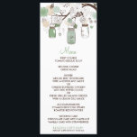 Carte menu Mariage Mint Green Mason Jars<br><div class="desc">Carte de menu Whimsical avec jarres de maçons suspendues,  fleurs et tourterelles. Cela fait partie d'une suite mariage. Les articles correspondants sont disponibles dans mon magasin.</div>