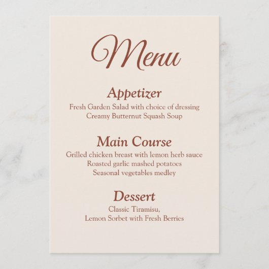 Carte menu Mariage Monogram Terracotta (Devant)