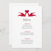 Carte menu mariage origami roux grues (Devant / Derrière)