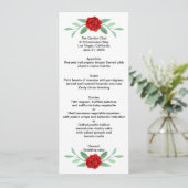 Carte menu Mariage Red Floral Greenery Foliage (Debout devant)