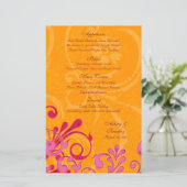 Carte menu Mariage rose et orange (Debout devant)