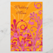 Carte menu Mariage rose et orange (Dos)