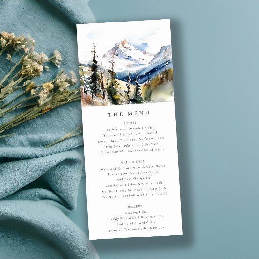 Carte menu Mariage Ski Mountain Telluride Colorado