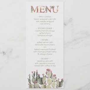 Carte menu Mariage Terra Cotta et Cactus