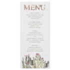 Carte menu Mariage Terra Cotta et Cactus
