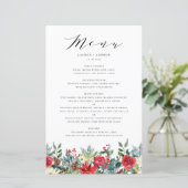 Carte menu Mariage Watercolor Winter Blooms Garlan (Debout devant)