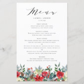 Carte menu Mariage Watercolor Winter Blooms Garlan (Devant)