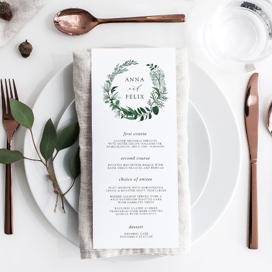 Carte menu Mariage Wild Forest