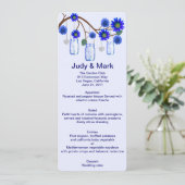 Carte Menu Mason Jars Fleurs Bleues (Debout devant)