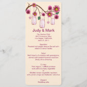 Carte Menu Mason Jars Fleurs Roses (Devant)