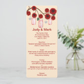 Carte Menu Mason Jars Fleurs Rouges (Debout devant)