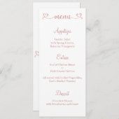 Carte Menu, Menu Mariage, Carte Menu Dîner (Devant / Derrière)