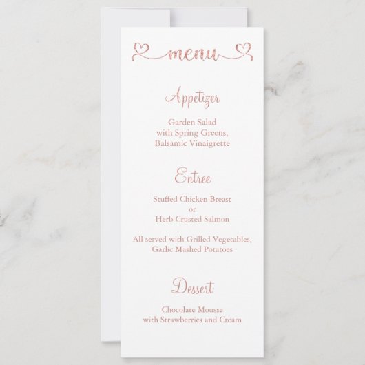 Carte Menu, Menu Mariage, Carte Menu Dîner (Devant)