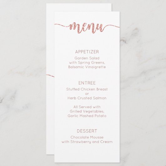 Carte Menu, Menu Mariage, Dîner, Déjeuner (Devant / Derrière)