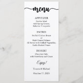 Carte Menu, Menu Mariage, Dîner, Déjeuner (Devant)