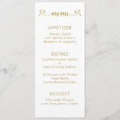 Carte Menu, Menu Mariage, Menu Dîner (Devant)