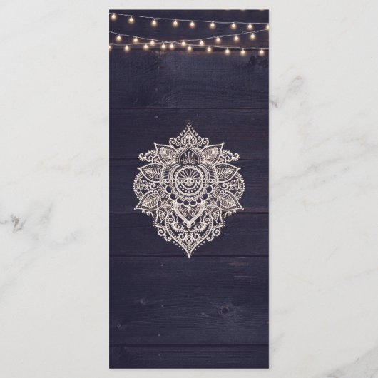 Carte menu Midnight Blue Rustic Elegance (Dos)