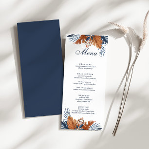 Carte menu Monstera bleu minuit