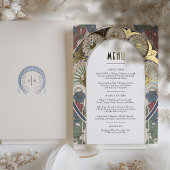Carte menu Navy Blue Gold Art Nouveau Mucha