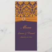 Carte menu Orange et Purple Damask (Devant)