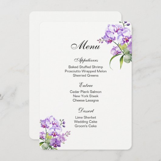 Carte menu-Orchidées (Devant / Derrière)