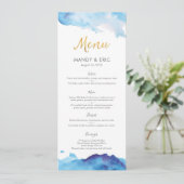 Carte menu ou programme Blue watercolor (Debout devant)