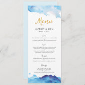 Carte menu ou programme Blue watercolor (Devant / Derrière)