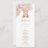 Carte menu Ourson Teddy Boho rose Dusty (Devant)