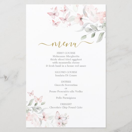 Carte menu Papillon (Devant)