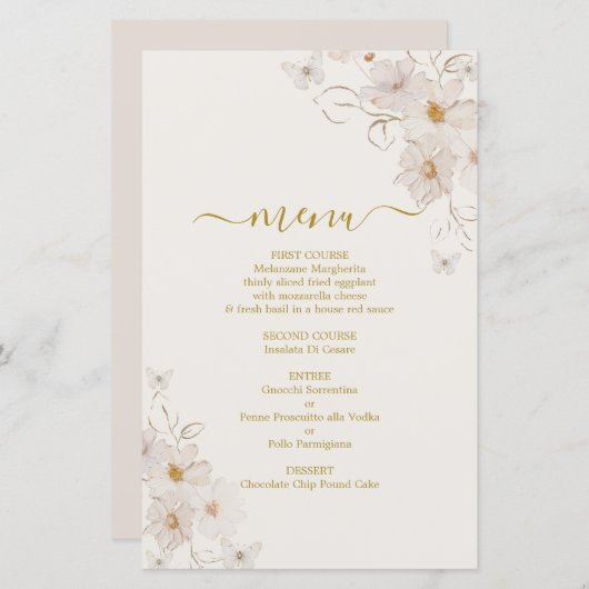 Carte menu Papillons (Devant / Derrière)