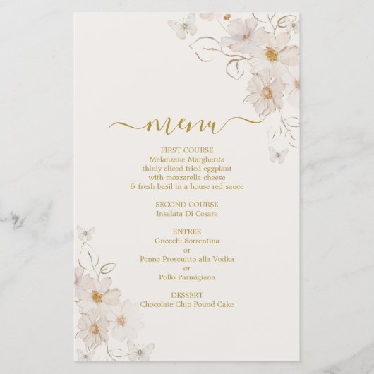 Carte menu Papillons (Devant)